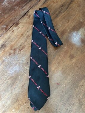 Ralph Marlin Black Tie with Red Star Trek Emblems